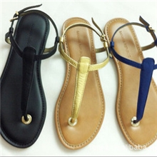 2013欧美热卖真皮夹脚平底凉鞋时尚简约夹脚罗马女鞋沙滩鞋批发