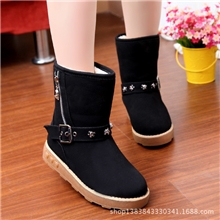 2013秋冬新款雪地靴防滑牛筋底边扣毛靴中筒靴保暖女靴子批发