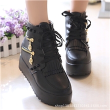 2013秋冬新款厚底松糕鞋女靴圆头时尚流苏短靴女鞋厂家直销批发