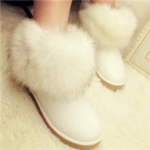 2013冬季新款韩版圆头防狐狸毛平跟平底女靴子毛绒保暖雪地靴