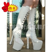 时尚风201220CM超高跟防水台绑带靴Cosplay女王靴钢管舞鞋情趣靴