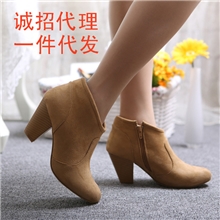 厂家直供淘宝爆款外贸大码短靴粗跟女靴/秋靴