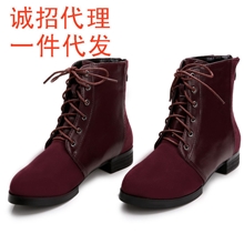 工厂直供低跟后拉链皮带扣短靴/马丁靴/惠东女鞋一件代发女靴鞋子