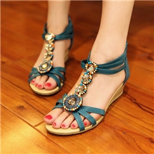 一件代发2013淘宝爆款小坡跟串珠波西米亚风情民族凉鞋批发
