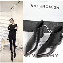 一件代发13年新款时尚尖头短靴亚历山大同款真皮马丁靴