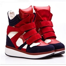 秋冬女靴新款内增高真皮女靴牛翻皮坡跟明星同款品牌女靴女靴批发