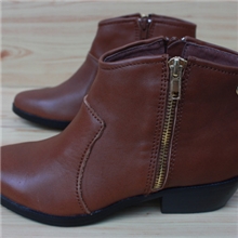秋冬季新款外贸原单正品低跟大码全真皮女士短靴粗跟踝靴批发短