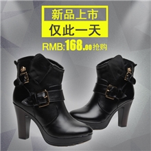 厂家批发100%头层牛皮女鞋2013新款马丁靴粗跟高跟短靴真皮女靴