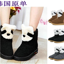 2013韩国原单牛筋底熊猫圈圈呢厚绒雪地靴棉靴女靴子短靴一件代发