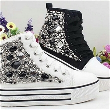 2013新款正品串珠水钻亮片平跟松糕女鞋子帆布鞋秋鞋单鞋一件代发