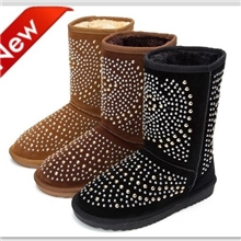 2013新款韩版奢华钮钉高筒雪地靴加棉单靴平底棉靴女鞋子一件代发