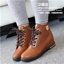 秋冬季新款短靴内增高中跟英伦学院风机车靴马丁靴子骑士女靴单靴