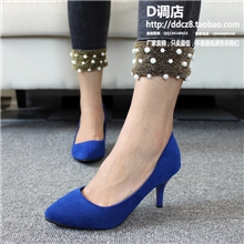 四季款糖果色磨浅口小单鞋尖头细跟低跟中跟单鞋百搭款女工作鞋