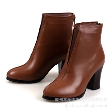 2013新款高跟女靴真皮靴子批发女士短靴粗跟女鞋厂家供应