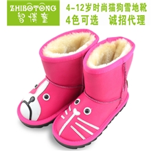 13冬季新款雪地靴童鞋厂家直销时尚男女童卡通猫狗鞋保暖棉鞋子