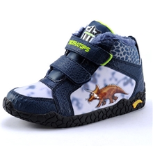 DINOSOLES恐龙童鞋运动鞋秋冬季男童鞋牛皮闪灯保暖棉鞋0018