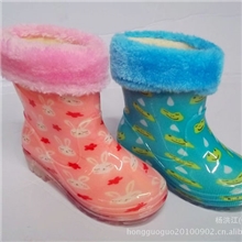 水晶雨鞋雨靴批发低价位毛口加棉雨雪天保暖防水童鞋宝宝鞋靴子