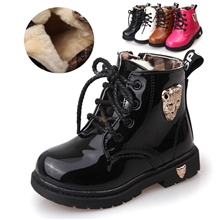 韩版冬款新款儿童马丁靴亮漆皮男童女童皮鞋保暖雪地靴潮款棉靴