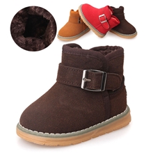 韩版冬款新款棉鞋皮款加厚保暖鞋磨砂皮宝宝鞋男女童儿童雪地靴
