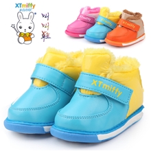小兔米菲285冬款新款棉鞋皮款加厚保暖鞋宝宝学步鞋儿童叫叫鞋