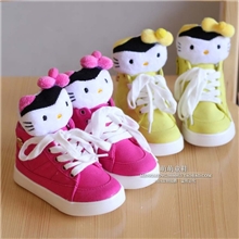 2013秋冬童鞋批发韩版男女童可爱KT猫高帮帆布鞋儿童板鞋球鞋