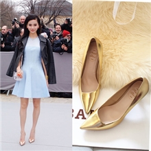 anglababy同款金属羊皮高跟鞋单鞋秋季新款淘宝热卖款高跟鞋