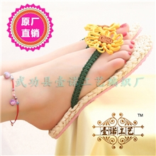 壹诺工艺-时尚草鞋批发-民间纯手工-2013葵花款拖鞋-足底按摩