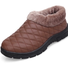 专柜正品冬季男款老北京棉鞋保暖舒适一脚蹬棉靴PU面防水加厚男