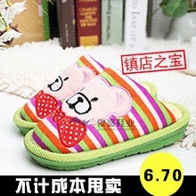 厂家直销防滑吹气厚底儿童棉拖鞋保暖家居鞋拖鞋卡通熊儿童棉拖