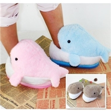 一件代发冬韩版高档毛绒立体鲸鱼卡通可爱情侣居家防滑棉拖鞋批发