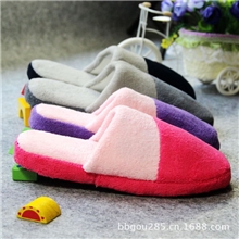 拼接款男女棉拖鞋地板拖冬季保暖室内家居拖鞋情侣款批发