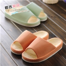 爆款外贸条纹夏季纸草家居拖鞋居家夏季情侣拖鞋室内地板凉拖鞋