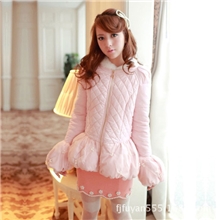2013冬装新款日系女装兔毛领中长款修身羽绒服女式棉服羽绒服