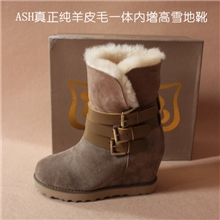 欧洲站真皮短靴坡跟内增高纯羊皮毛一体雪地靴品牌女靴批发