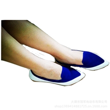 欧美英伦复古风时尚个性尖头鞋绒面漆皮拼接平底鞋女单鞋休闲鞋