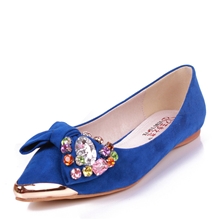 厂家批发春夏季新款蝴蝶结单鞋防滑低帮尖头水钻平底单鞋