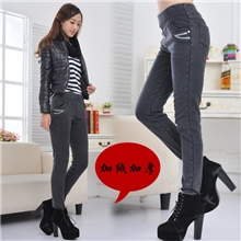 新品2013秋冬大码显瘦雪花铅笔小脚裤加厚加绒摇粒绒打底裤