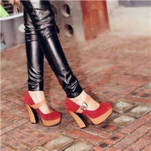 VIVI杂志推荐款时尚真皮单鞋牛皮防水台女鞋单鞋蛇皮纹粗跟高跟鞋