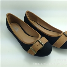 厂家直销新款单鞋撞色皮带扣休闲透气女鞋