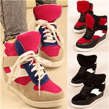 2013尹恩惠同款休闲内增高女鞋色拼接磨沙高帮女鞋加棉