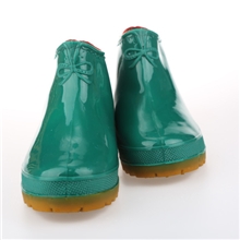 玉训女内棉绿色雨靴,脚踝下方,雨鞋,水鞋