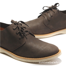 新款软面皮头层疯马皮日常休闲鞋鞋系带圆头男士皮鞋休闲鞋