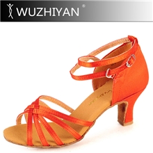 舞之燕拉丁舞鞋女式成人缎面软底拉丁舞蹈凉鞋可加胶底