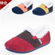 批发团购拼色低帮帆布鞋潮流学生款女鞋韩版套脚保暖棉鞋特价