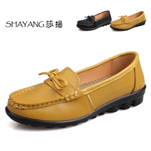 特价清仓休闲平底鞋女单鞋平跟豆豆鞋女真皮大码女鞋妈妈鞋子A22