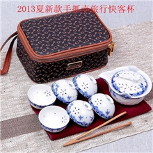 高档镂空玲珑茶具手抓壶旅行快客杯整套陶瓷创意礼品功夫套装批发