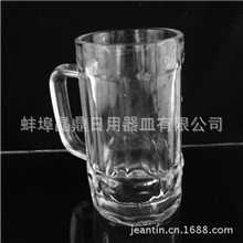 供应玻璃把杯啤酒杯玻璃杯400ML果汁杯