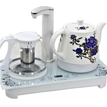 智能自动上水陶瓷电热水壶套装变色牡丹陶瓷电热壶