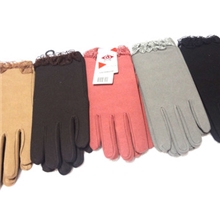 秋冬新款红蝶手套纯色蕾丝边女式精纺手套羊毛手套批发混批