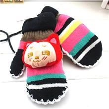 爆款上市L-0320儿童卡通冬季手套绳子包指保暖手套批发